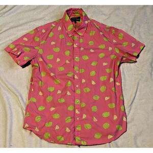 Bonobos Pink Lemon print Button Down LARGE shirt || pre-owned